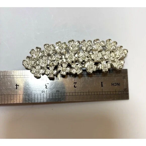 Vintage Silver-tone Floral Hair Barrette - Picture 3 of 6